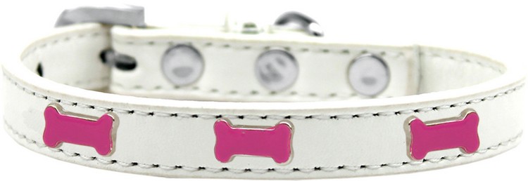 Pink Bone Widget Dog Collar White Size 20